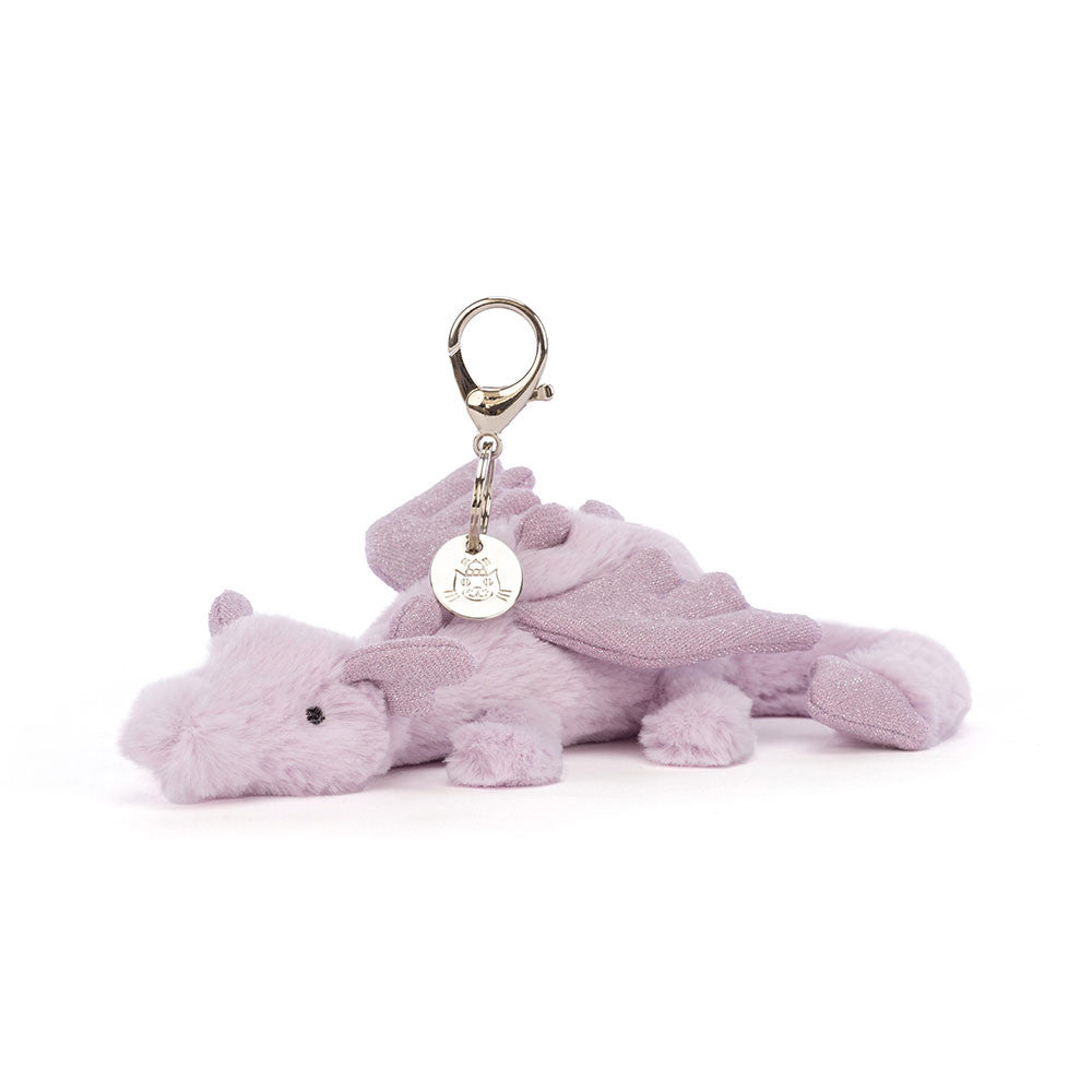 Jellycat Lavender Dragon Bag Charm 12cm x 8cm x 22cm