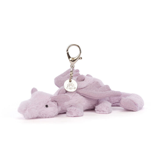 Jellycat Lavender Dragon Bag Charm 12cm x 8cm x 22cm