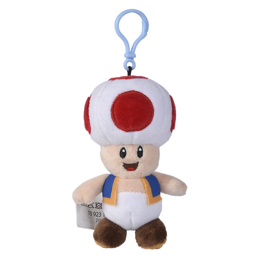 Licensed Super Mario Clip On Keyring Plush 13cm - Toad